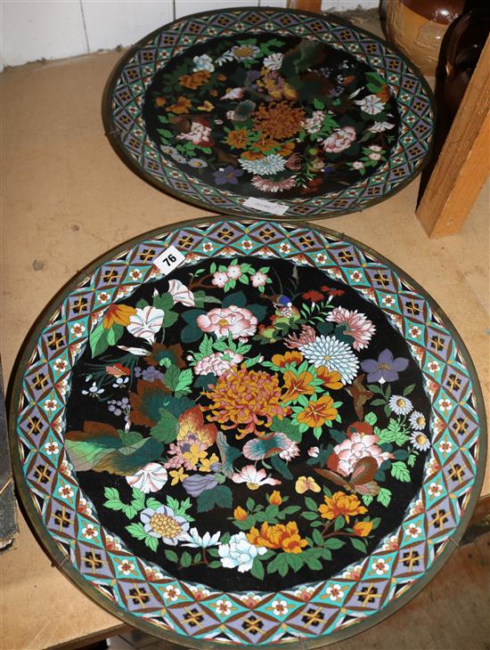 Pair cloisonne chargers
